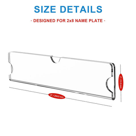 Clear Acrylic Name Plates With Adhesive Tapes Five Pack For Doors And Walls 2x8 Horizontal Name Plate Holder size details