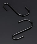10 Pack Black S Hooks For Hanging 2.4 Inch Long, Lightweight Alloy Steel Hangers With Dual Opening Design on black background