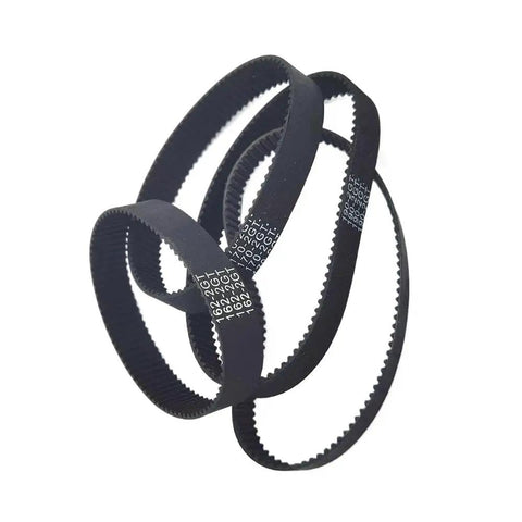 Rock Solid 2Gt Timing Belt Ten Millimeter Wide Super Durable Elastic Drive Strap showing multiple black belts coiled together