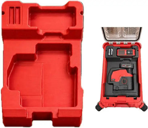 Premium Red 3D Printed Petg Tool Organizer Insert Designed For Makita Packout Case 8435 To Keep Your Laser Level And Distance Meter Squared Away And Solid For Any Job Site