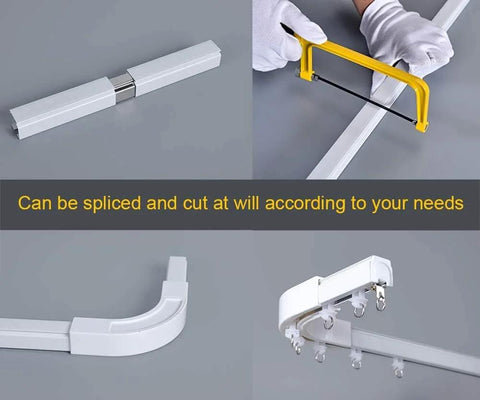 Heavy Duty Aluminum Ceiling Track System For Curtains With Hooks And Corner Connectors Set Of 2 9 To 12 Ft Track