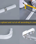 Heavy Duty Aluminum Ceiling Curtain Track System For Room Dividers With Hooks Corner Connectors And Top Brackets 12 To 18 Ft Track Set In White Built For Busy Biz Spaces, white aluminum track and corner connector with hooks