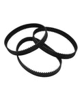 Black 2GT Closed Loop Timing Belt, 6mm Wide, Lengths 162 to 182 mm, shown in interlocking configuration, durable and shock resistant.