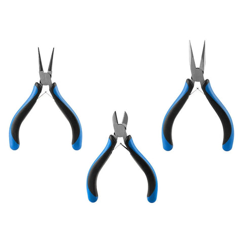 Three Piece Pliers Set for DIY Jewelry Making and Repairs With Carbon Steel Build, Sturdy Lightweight Tools and Non Slip Grips, Easy to Use Crafting Kit for Cutting, Bending, Wire Trimming, three pliers set