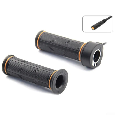 Full Twist Throttle For BBS01 And BBS02 HD E Bike Electric Mid Drive Motor 12 To 72V Automatic Voltage Detection Heavy Duty Metal Build Super Durable Grip That Handles All Rides Like A Champ, black rubber grip