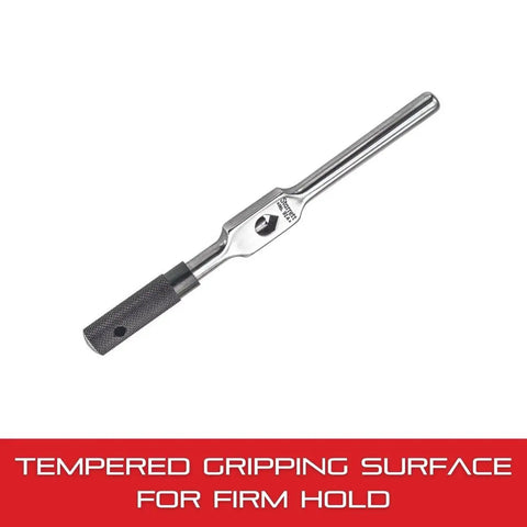 Tap Wrench With Tempered Gripping Surfaces Built Tough For Strong Hold 1/16 To 1/4 Inch Capacity 6 Inch Body Square Shank