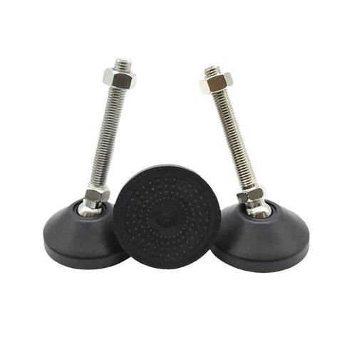 Heavy Duty Adjustable Chair Leg Floor Protectors 10 Pack M8 Threaded Nylon Glides with black rubber feet and metal screws.
