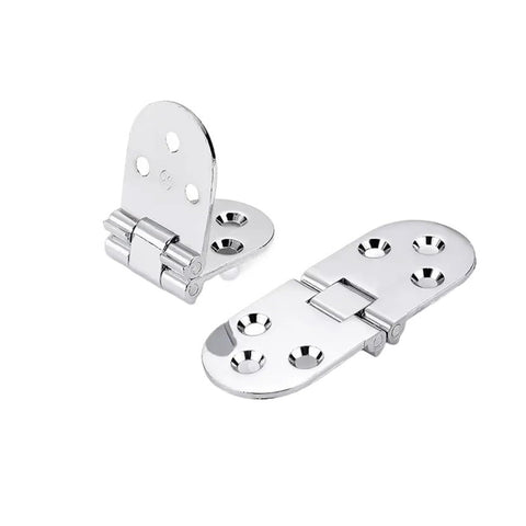 Stainless steel zinc alloy rotating concealed hinges for cabinets and drawers, shown in a set with folding flap design.