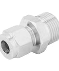 304 stainless steel pipe fitting adapter with M20x1.5 thread and 8 mm bore; hex nut ends