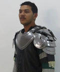 Medieval Gorget And Pauldrons Armor Set In Steel For Larp And SCA Knights, Battle Ready Viking Crusader Style Neck Protector.