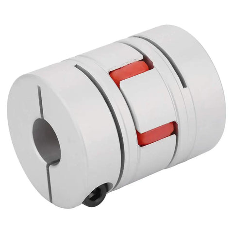 Built Like A Tank Heavy Duty Flexible Shaft Coupler in white with red accents for compressors and pumps