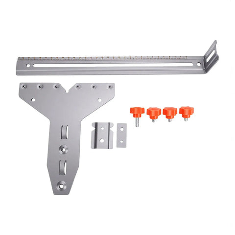 Solid Core Stainless Steel Router Milling Groove Bracket And Knockout Circle Cutting Jig With Crisp Dual Scale Markings for precise cutting.