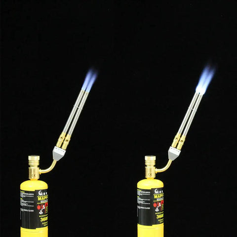 Double Head Gas Torch For MAPP Tank With Two Stainless Steel Heads, Dual Flame Burner, Higher Heat Output