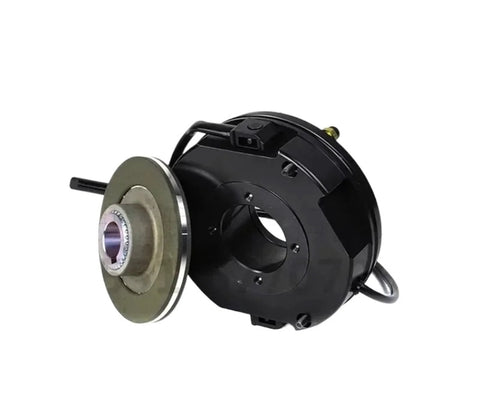 Front view of BN14 electromagnetic motor brake disc with mounting hub and black housing