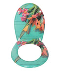 Universal Soft Close Slow Close Toilet Seat Delivering Solid Quiet Vibes And Zero Fuss Installation For Modern Bathrooms with floral design.