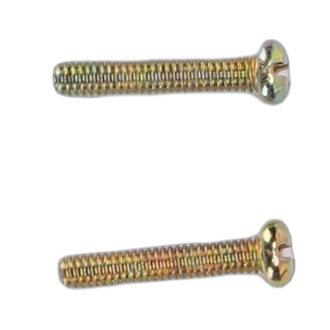 Two gold-colored screws with slotted heads for easy installation, suitable for various home and office projects.