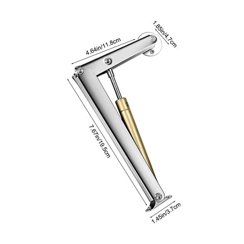 2 Pack Soft Close Box Hinges With 100N Gas Struts For Heavy Wooden Boxes, showing hinge dimensions, side view