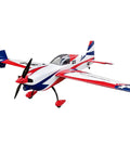 VOTEC 322 67 Inch Fixed Wing Electric RC Model Airplane PNP AM670 Motor White, red, and blue design in flight-ready stance.
