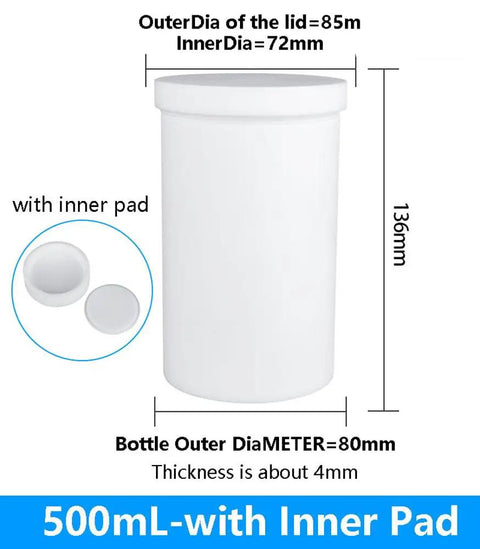 Heavy Duty PTFE Centrifuge Tube With Secure Screw Cap 500ml, featuring a wide bore and inner pad for chemical resistance.