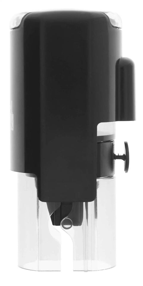No Fuss Self Inking Stamp Kit With Two Boss Grade Rubber Office Stamps black housing with transparent base for easy viewing.