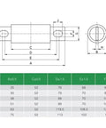 Dimensions chart for Top Shelf Professional Grade 750Vdc Fast Acting Fusible Link Fuse for Electric Vehicle Battery Banks.