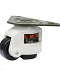 Premium Heavy Duty Leveling Casters With Retractable Adjustment Handle Threaded Stem Mount For Vending Machines side view of caster with flat mount design