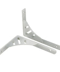 2 Pack Heavy Duty Floating Shelf Brackets Stainless Steel Wall Mount Corner Supports With Screws rugged triangle design showing angled sides.