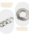 Close-up of Premium Stainless Steel Lock Washers Set 350 Pcs Assortment for Screws and Bolts in a Handy Plastic Box