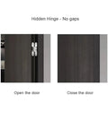 2 Pack Hidden Gate Hinges Stainless Steel Concealed Barrel Invisible Hinge for Wooden Boxes and Gates shown on black door