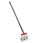 Rotary Garden Cultivator With Adjustable Long Handle 55 Inch for aerating soil weeding planting soil mixing and reseeding grass lawn care