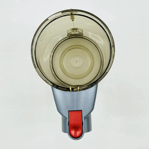 Replacement Dust Bin For Greenote GSC50 Vacuum Compatible 6 Liter Collection Container top view with clear housing and red release button.