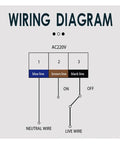 Wiring diagram for Built Tough 220V Motorized Ball Valve Cast From Solid Brass For Plumbing, showing wire connections.