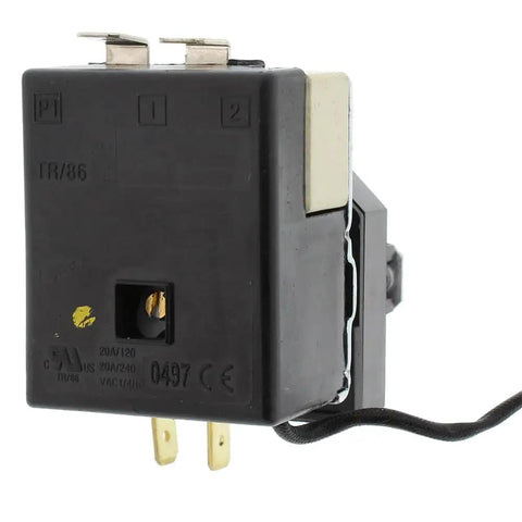 Oven Range Thermostat Control Replacement WB20K10026 Black, side view with connectors and black casing