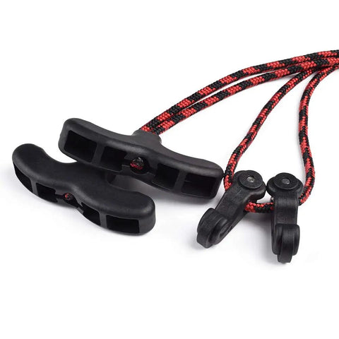 Crossbow Cocking Rope Tool With Double Handle Puller For Easy, Even Cocking, Red And Black String, 50 Percent Lower Draw Weight