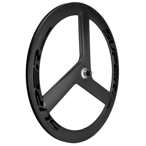 Full Carbon Tri Spoke 700C Clincher Wheelset For Fixie Rigs Lightweight Aero Front Wheel For Speed Smooth Ride And Fatigue Reduction