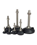 Heavy Duty Adjustable Leveling Feet For Furniture And Machinery Rust Proof Nylon Steel Glide Pads With Swivel Ball Base, set of six.