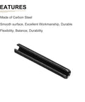 Slotted Spring Pin 3.3mm By 20mm Carbon Steel Roll Pin Black 20 Pack with features text highlighting durability and flexibility