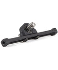 Adjustable Carrier Bearing For 70mm Width Transfer Case CNC Machined Aluminum Alloy Dual Sealed Bearings Stainless Shaft Ideal For One Tenth RC Crawler LCG Chassis Cheater Rigs And Comp Builds Black showing stainless shaft detail