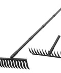 60 Inch Bow Rake With 12 Tines Metal Head And Adjustable Handle For Lawn Care Thatch Removal Loose Soil Leveling Debris Gathering
