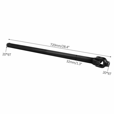 Complete 4WD Go Kart Transmission Kit With CV Axles Differential Reverse Gearbox Swing Arms Hubs Knuckles Brake Calipers Rotors And Drive Shaft For ATV UTV Quad Buggy 4 Wheelers shown as 720mm drive shaft with measurements.