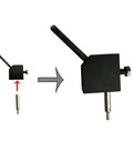 Premium Forty Five Degree Angle Converter For Gem Faceting Machines and Jade Grinding Tools shown at 45 degrees, black material, adjustable setup.