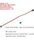 2 Pack Micro 1A Mini ESC DIY Two Way Forward And Reverse Brushed DC 5V JR Connector ESC, wires, specs visible
