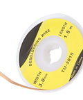 Pro Grade Low Spatter Desoldering Solder Wick Braid with Precision Weave 3.0mm Wide, 1.5m Long spool for PCB repair