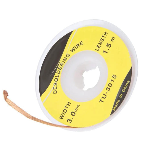 Desoldering Solder Wick Braid 3.0mm Wide by 1.5m Long For PCB And Motherboard Repair shown in spool