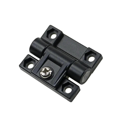 Slick Black Adjustable Damping Small Cabinet Door Hinge For No Fuss Install And Smooth Quiet Close Crafted From Top Quality Abs Nylon Plastic Single Piece, detailed view of hinge.