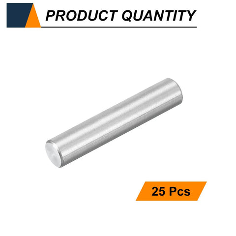 25 Pack M5 x 30mm Dowel Pins Forged From 304 Stainless Steel For Heavy Duty Shelf Support And Furniture Tweaks, slick cylindrical pegs in metallic finish.