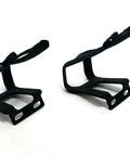 ATB Toe Clips and Straps Nylon Full Cage Toe Clips With Woven Straps for ATB and Hybrid Bikes Large Size for Adults shown from side