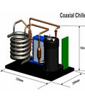 Slick Coaxial Liquid Chiller With 24V DC Power And 130W Cooling Capacity with dimensions 330x200mm and layout details.