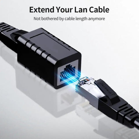 RJ45 Female To Female Ethernet Coupler In Line Patch Cord Extender Supports Cat7 Cat6 Cat5e Cat5 Networks Black 2 Pack