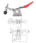Badass Toggle Clamps With Quick Release Latch For Welding Jigs And Heavy Duty Fixtures Crafted From Premium 304 Stainless Steel Delivers Bone Crushing Grip Two Pack, showing a stainless steel clamp with dimensions.